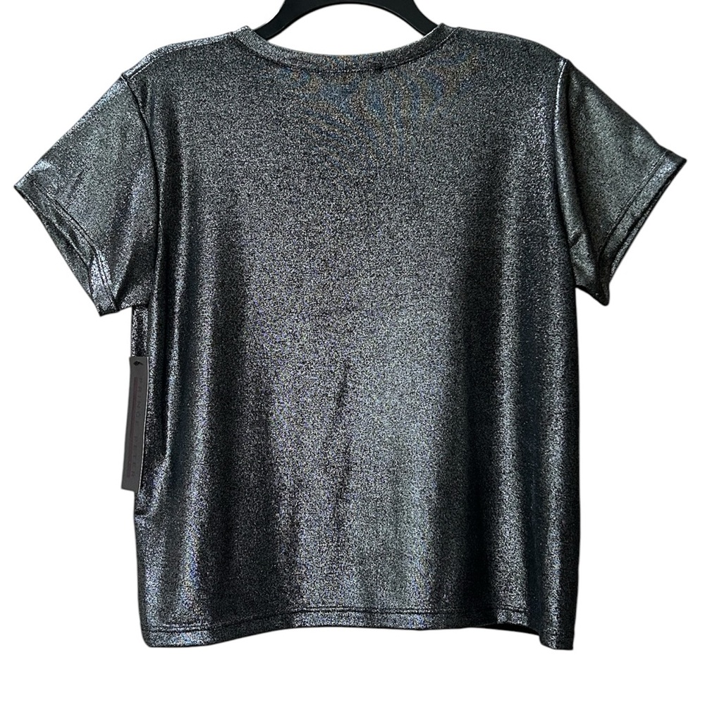 NWT Prince Peter Collection Dk Gray Silver Metallic Short Sleeve Tee Top Size L - Picture 4 of 12